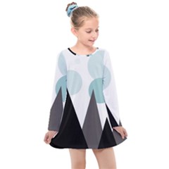 Geometric landscape Kids  Long Sleeve Dress