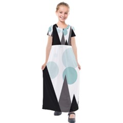 Geometric landscape Kids  Short Sleeve Maxi Dress