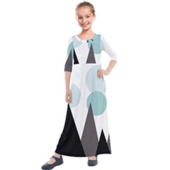 Geometric landscape Kids  Quarter Sleeve Maxi Dress