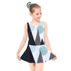 Geometric Landscape Kids  Skater Dress Swimsuit by Valentinaart