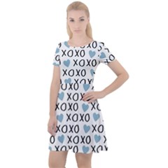 Xo Valentines Day Pattern Cap Sleeve Velour Dress 