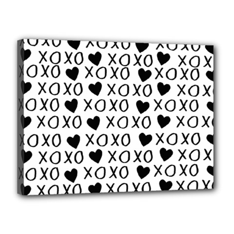 Xo Valentines Day Pattern Canvas 16  X 12  (stretched) by Valentinaart