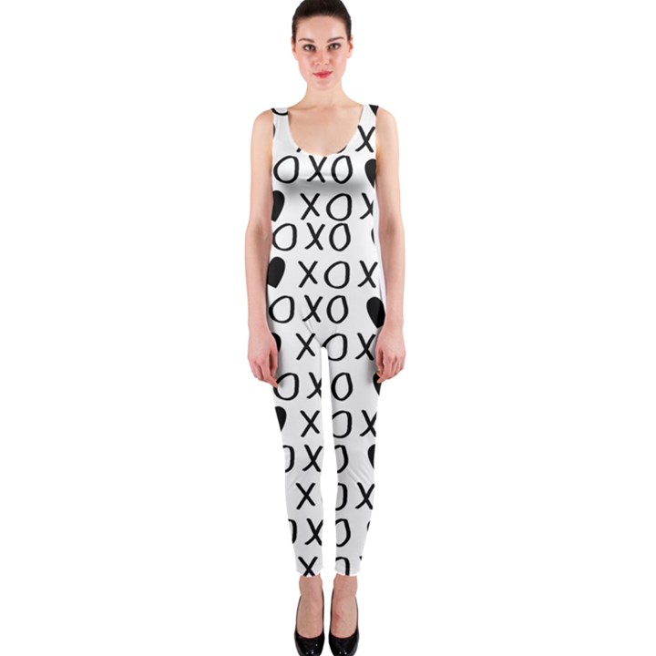 XO Valentines day pattern One Piece Catsuit