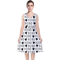 Xo Valentines Day Pattern V-neck Midi Sleeveless Dress  by Valentinaart