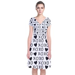 Xo Valentines Day Pattern Short Sleeve Front Wrap Dress by Valentinaart