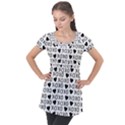 XO Valentines day pattern Puff Sleeve Tunic Top View1