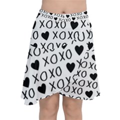 Xo Valentines Day Pattern Chiffon Wrap Front Skirt by Valentinaart