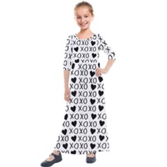 Xo Valentines Day Pattern Kids  Quarter Sleeve Maxi Dress by Valentinaart