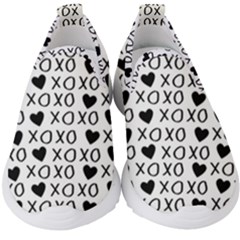 Xo Valentines Day Pattern Kids  Slip On Sneakers by Valentinaart