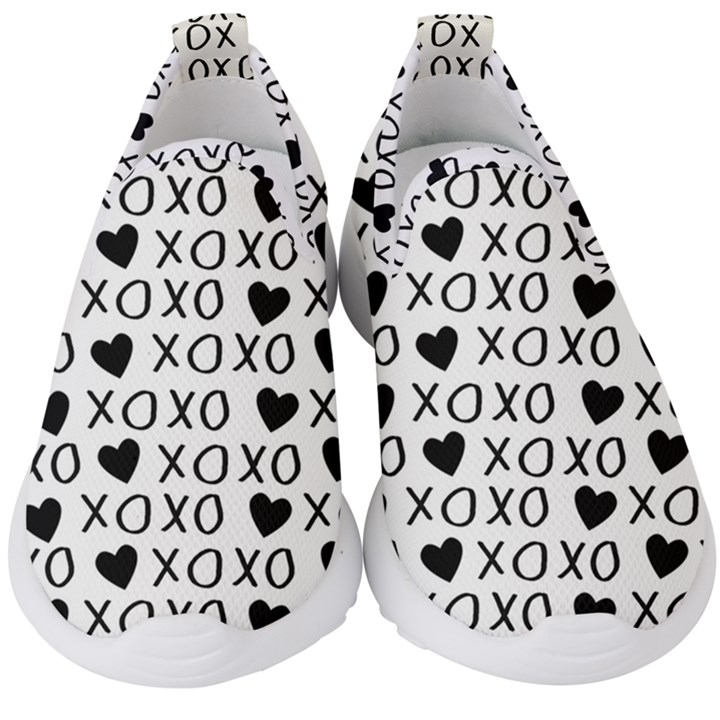 XO Valentines day pattern Kids  Slip On Sneakers