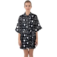 Xo Valentines Day Pattern Quarter Sleeve Kimono Robe by Valentinaart