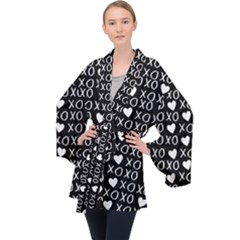 Xo Valentines Day Pattern Velvet Kimono Robe by Valentinaart