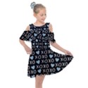 XO Valentines day pattern Kids  Shoulder Cutout Chiffon Dress View1