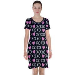 Xo Valentines Day Pattern Short Sleeve Nightdress by Valentinaart