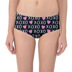 Xo Valentines Day Pattern Mid-waist Bikini Bottoms by Valentinaart