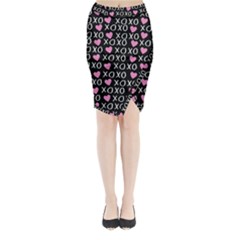 Xo Valentines Day Pattern Midi Wrap Pencil Skirt by Valentinaart