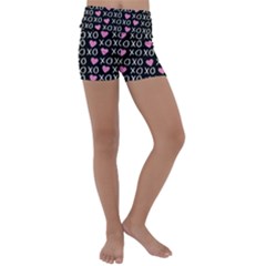 Xo Valentines Day Pattern Kids  Lightweight Velour Yoga Shorts by Valentinaart