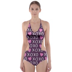 Xo Valentines Day Pattern Cut-out One Piece Swimsuit by Valentinaart