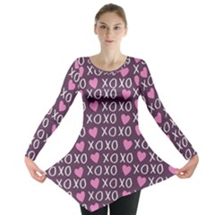 Xo Valentines Day Pattern Long Sleeve Tunic  by Valentinaart