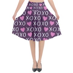 Xo Valentines Day Pattern Flared Midi Skirt by Valentinaart