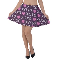 Xo Valentines Day Pattern Velvet Skater Skirt by Valentinaart