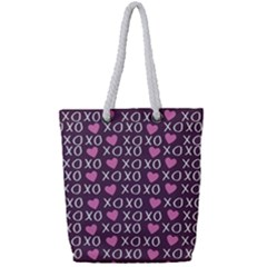 Xo Valentines Day Pattern Full Print Rope Handle Tote (small) by Valentinaart