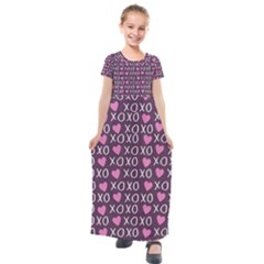 Xo Valentines Day Pattern Kids  Short Sleeve Maxi Dress by Valentinaart