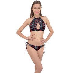 XO Valentines day pattern Cross Front Halter Bikini Set