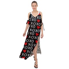 Xo Valentines Day Pattern Maxi Chiffon Cover Up Dress by Valentinaart