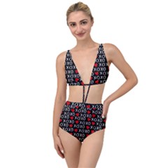 Xo Valentines Day Pattern Tied Up Two Piece Swimsuit by Valentinaart