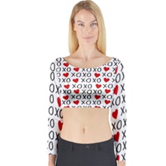 Xo Valentines Day Pattern Long Sleeve Crop Top by Valentinaart