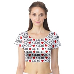 Xo Valentines Day Pattern Short Sleeve Crop Top by Valentinaart