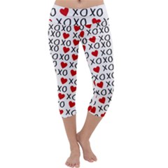 Xo Valentines Day Pattern Capri Yoga Leggings by Valentinaart