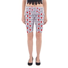 Xo Valentines Day Pattern Yoga Cropped Leggings by Valentinaart