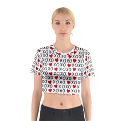 Xo Valentines Day Pattern Cotton Crop Top by Valentinaart