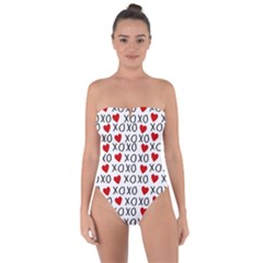 Xo Valentines Day Pattern Tie Back One Piece Swimsuit by Valentinaart