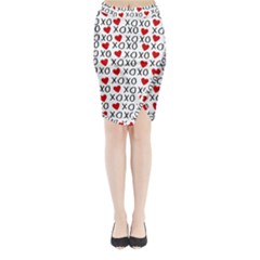 Xo Valentines Day Pattern Midi Wrap Pencil Skirt by Valentinaart