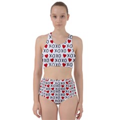 Xo Valentines Day Pattern Racer Back Bikini Set by Valentinaart