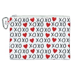 Xo Valentines Day Pattern Canvas Cosmetic Bag (xl) by Valentinaart