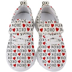 Xo Valentines Day Pattern Kids  Velcro Strap Shoes