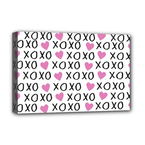 Xo Valentines Day Pattern Deluxe Canvas 18  X 12  (stretched) by Valentinaart