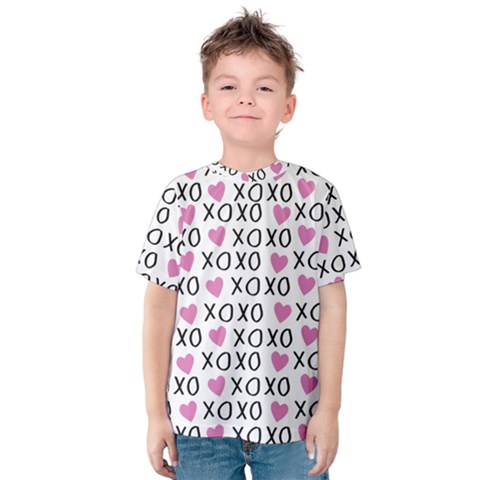 Xo Valentines Day Pattern Kids  Cotton Tee by Valentinaart