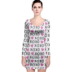 Xo Valentines Day Pattern Long Sleeve Bodycon Dress by Valentinaart