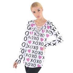 Xo Valentines Day Pattern Tie Up Tee by Valentinaart