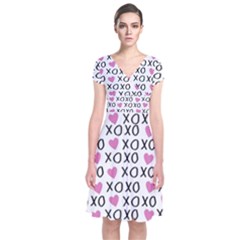 Xo Valentines Day Pattern Short Sleeve Front Wrap Dress by Valentinaart