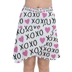 Xo Valentines Day Pattern Chiffon Wrap Front Skirt by Valentinaart