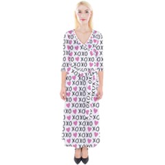 Xo Valentines Day Pattern Quarter Sleeve Wrap Maxi Dress by Valentinaart