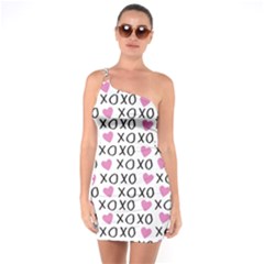 Xo Valentines Day Pattern One Soulder Bodycon Dress by Valentinaart