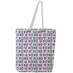 Xo Valentines Day Pattern Full Print Rope Handle Tote (large) by Valentinaart