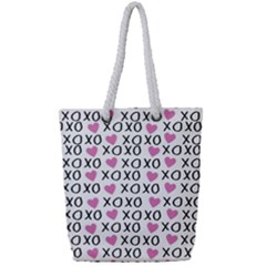 Xo Valentines Day Pattern Full Print Rope Handle Tote (small) by Valentinaart